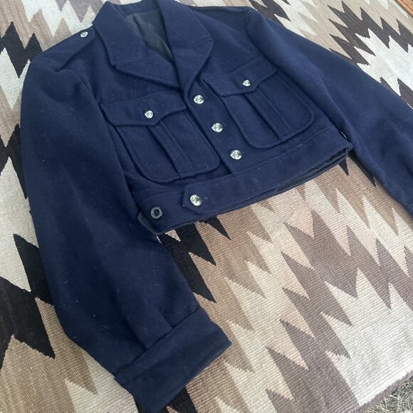 French Military Wool Jacket Navy Crop Small 1950s Vintage CDG Balenciaga Design - Picture 7 of 16